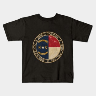 Vintage North Carolina USA United States of America American State Flag Kids T-Shirt